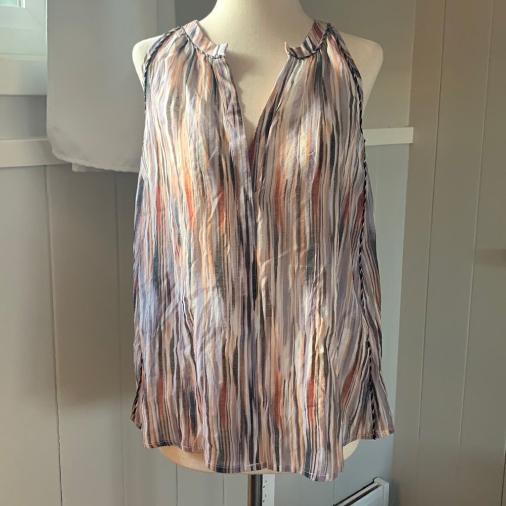 See U Soon sleeveless sheer multicolored blouse sz small